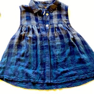 free people button up swing top - woven blue plaid and gradient dyed.